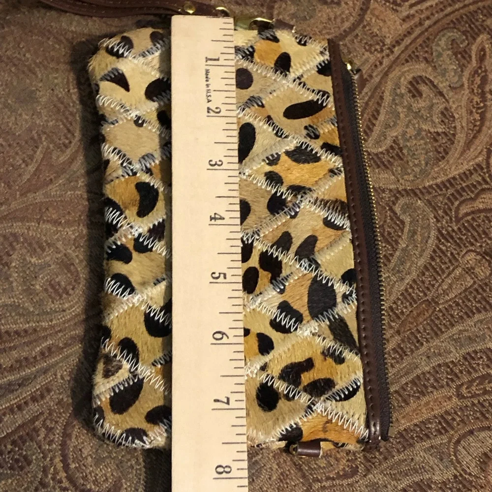 Leopard-Print Wristlet Clutch in Brown and Black